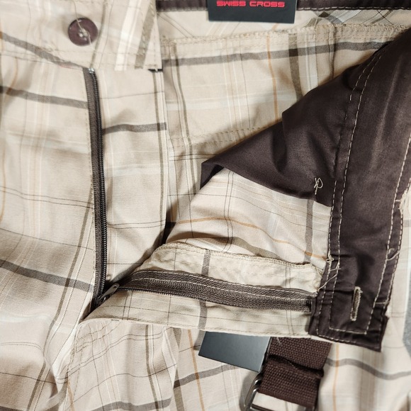 Swiss Cross Men's Casual Shorts 40X12‎ w/ Belt Plaid Beige Pack-39 NWT - Picture 9 of 16